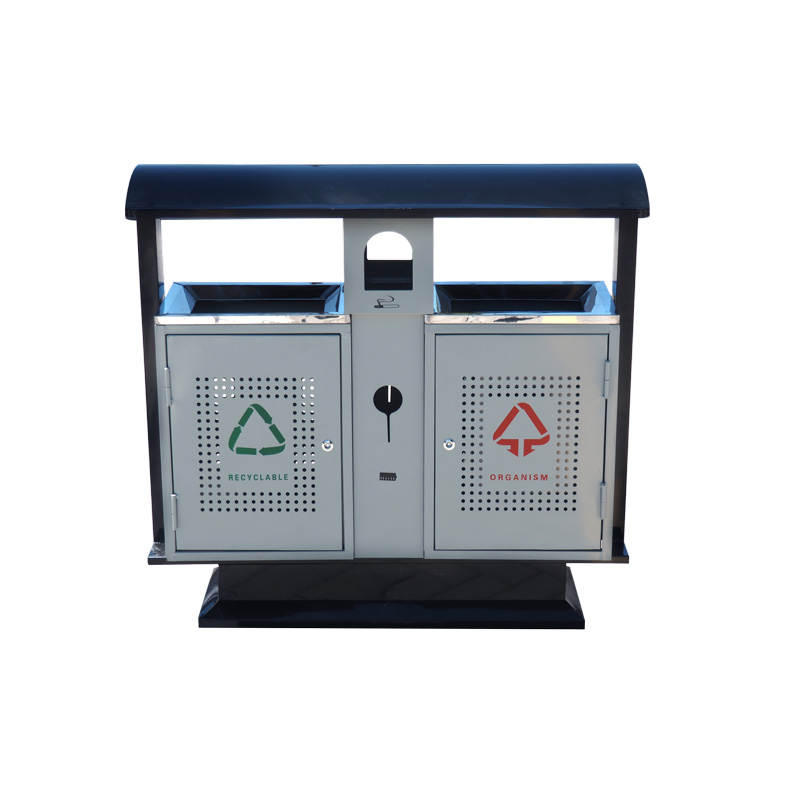 Basurero Cuadrado de Metal Doble para Reciclar | Cicadex